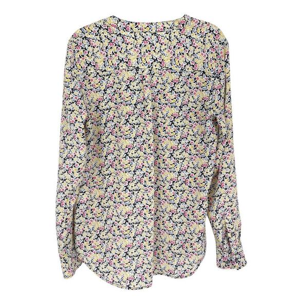 Equipment Femme Micro Floral Print Collarless Blouse Pink Multi in a Size Small - Picture 2 of 6